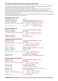 Term Dates 2020 - 2021