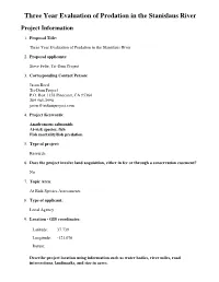 Three Year Evaluation of Predation in the Stanislaus River Project Information