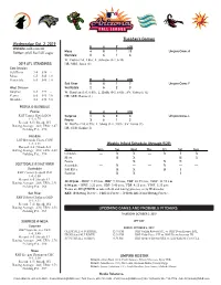 Tuesday's Games Wednesday, Oct. 2, 2019