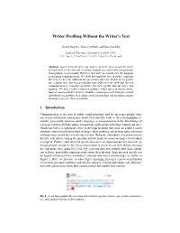 Writer Profiling Without the Writer's Text