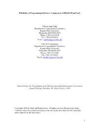 1 Reliability of Programming Software: Comparison of SHAZAM and SAS