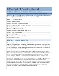 2014 End of Session Report State Board of Education and Colorado Department of Education