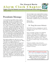 Alarm Clock Chapter Chapter 178 of the National Association of Watch and Clock Collectors 2012 Volume 2