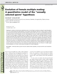 Evolution of Female Multiple Mating: a Quantitative Model of the “Sexually Selected Sperm” Hypothesis
