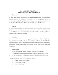 Lagos State University, Ojo School of Part-Time Studies (Spts)
