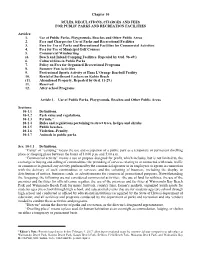ROH Chapter 10, Rules, Regulations, Charges and Fees for Public Parks
