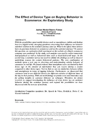 The Effect of Device Type on Buying Behavior in Ecommerce: an Exploratory Study