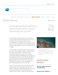 Coral Bleaching Taskforce Documents Most Severe Bleaching on Record