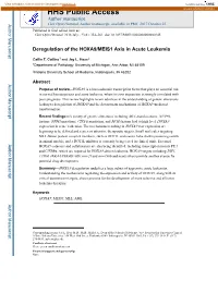 Deregulation of the HOXA9/MEIS1 Axis in Acute Leukemia