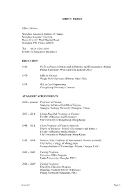 ERIC C. CHANG Office Address Shanghai Advanced Institute Of