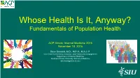 Fundamentals of Population Health