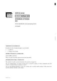 GCE a Level 1083/01 New A2 BUSINESS STUDIES BS3