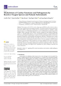 Modulations of Cardiac Functions and Pathogenesis by Reactive Oxygen Species and Natural Antioxidants
