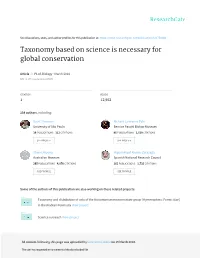Taxonomy Based on Science Is Necessary for Global Conservation
