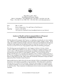 Analysis of Health and Environmental Effects of Proposed San Francisco Earthlink Wi-Fi Network