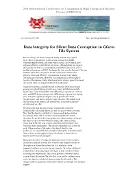 Data Integrity for Silent Data Corruption in Gfarm File System