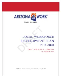 Local Workforce Development Plan 2016-2020 Draft for Public Comment Draftoctober 2016