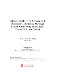 Monte Carlo Tree Search and Opponent Modeling Through Player Clustering in No-Limit Texas Hold’Em Poker