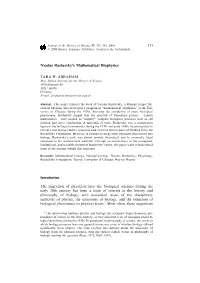 Nicolas Rashevsky's Mathematical Biophysics