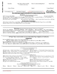2018-2019 Paper Tiger Menu