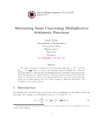 Alternating Sums Concerning Multiplicative Arithmetic Functions