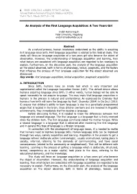 An Analysis of the First Language Acquisition: a Two Years Girl