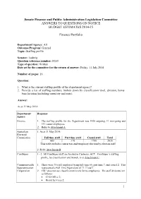 Answers to Questions on Notice Budget Estimates 2014-15