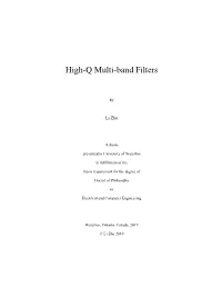 High-Q Multi-Band Filters