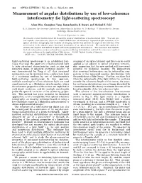 Measurement of Angular Distributions by Use of Low-Coherence Interferometry for Light-Scattering Spectroscopy