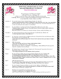 NEBC 2018-2019 Program Calendar