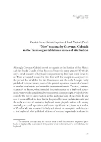 “New” Toccatas by Giovanni Gabrieli in the Turin Organ Tablatures: Issues of Attribution