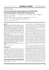 Co-Occurrence Based Meta-Analysis of Scientific Texts
