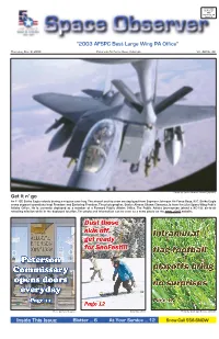 Inside This Issue: “2003 AFSPC Best Large Wing PA Office”