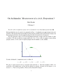 On Archimedes' Measurement of a Circle, Proposition 3