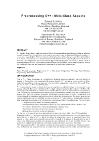 Preprocessing C++ : Meta-Class Aspects