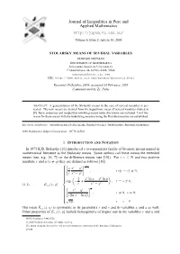 Stolarsky Means of Several Variables
