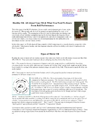 About Your Oil & What You Need to Know from Bell Performance Types