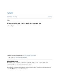 Art and Advocacy: Mary Alice Evatt in the 1930S and Â•Ž40s