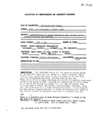 COLLECTIONS of CORRESPONDENCE and M/Knuscript DOCUMENTS