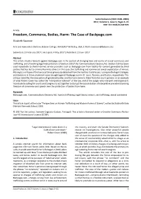 Freedom, Commerce, Bodies, Harm: the Case of Backpage.Com