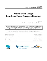 Noise Barrier Design: Danish and Some European Examples