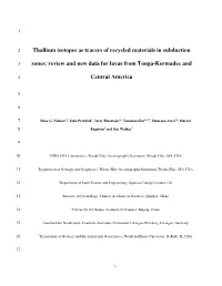 Thallium Isotopes As Tracers of Recycled Materials in Subduction
