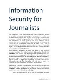 This Handbook Is a Very Important Practical Tool for Journalists. and It Is of Particular Importance to Investigative Reporters