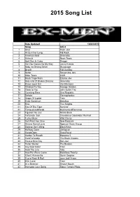 2015 Song List