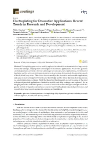 Electroplating for Decorative Applications: Recent Trends in Research and Development