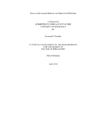 Essays on Investment Behavior in Online Social Platforms A