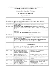 INTERNATIONAL WEB-BASED CONFERENCE on “COVID-19: CONSEQUENCES and CHALLENGES” Organized by Alipurduar University on 05-08-20