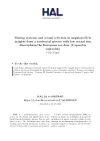 Mating Systems and Sexual Selection in Ungulatesnew Insights from A