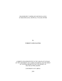 Measurement, Modeling and Simulation of Ground-Level Tropical Cyclone Winds