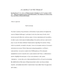 An Abstract of the Thesis Of